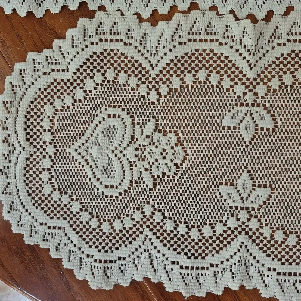 Lot of 9 Vintage Cottagecore White Cream Floral Lace Table Runners or Doilies